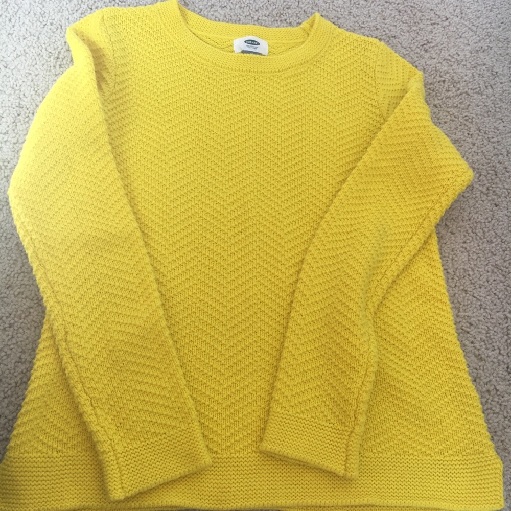 Yellow Old Navy Cotton Sweater - Chevron Stitch